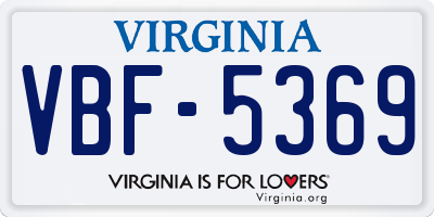 VA license plate VBF5369