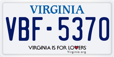 VA license plate VBF5370