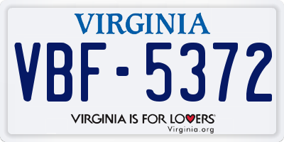 VA license plate VBF5372