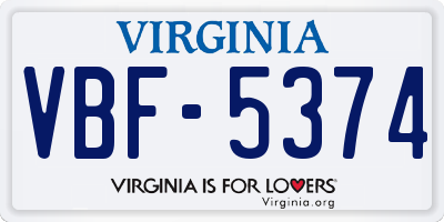 VA license plate VBF5374