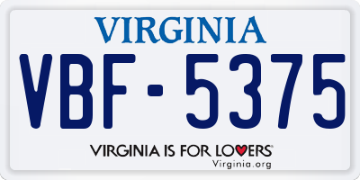 VA license plate VBF5375