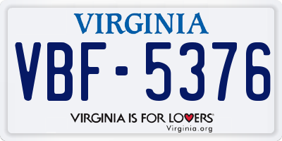 VA license plate VBF5376