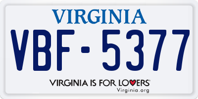VA license plate VBF5377