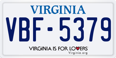 VA license plate VBF5379
