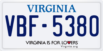 VA license plate VBF5380