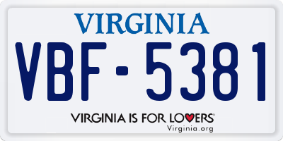 VA license plate VBF5381