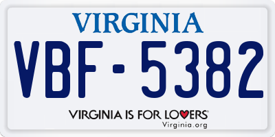 VA license plate VBF5382