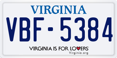 VA license plate VBF5384