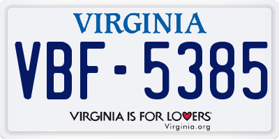 VA license plate VBF5385