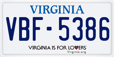 VA license plate VBF5386