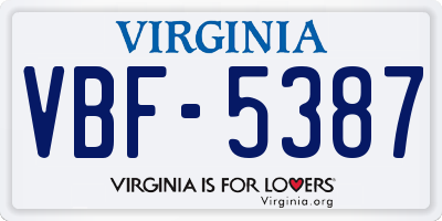 VA license plate VBF5387