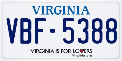 VA license plate VBF5388