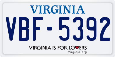 VA license plate VBF5392