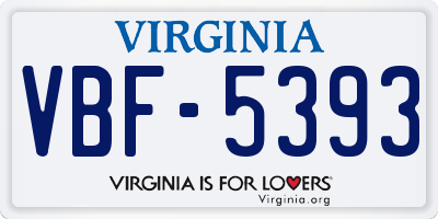 VA license plate VBF5393