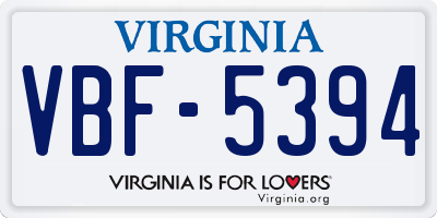 VA license plate VBF5394