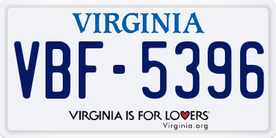 VA license plate VBF5396