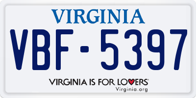 VA license plate VBF5397