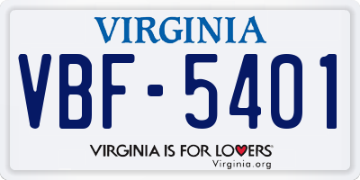 VA license plate VBF5401