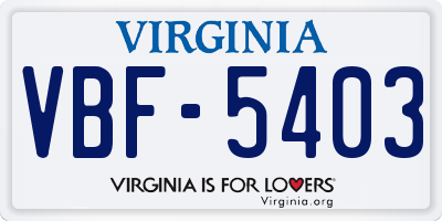 VA license plate VBF5403