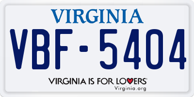 VA license plate VBF5404