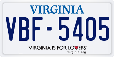 VA license plate VBF5405