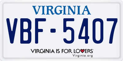 VA license plate VBF5407