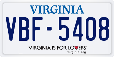 VA license plate VBF5408