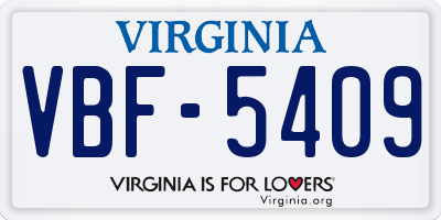 VA license plate VBF5409