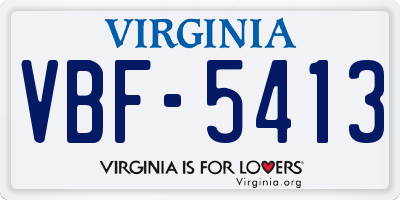 VA license plate VBF5413