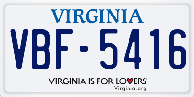 VA license plate VBF5416