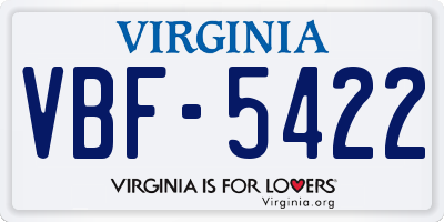 VA license plate VBF5422