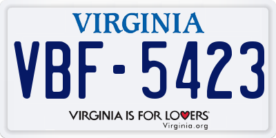 VA license plate VBF5423