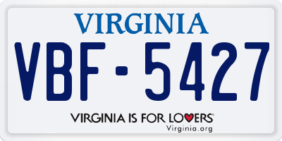 VA license plate VBF5427