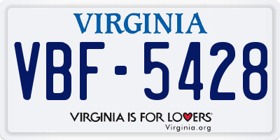 VA license plate VBF5428