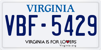 VA license plate VBF5429
