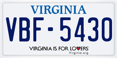 VA license plate VBF5430