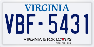 VA license plate VBF5431