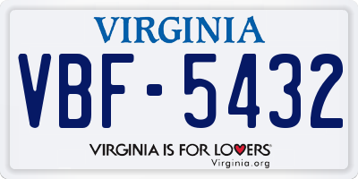 VA license plate VBF5432