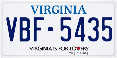VA license plate VBF5435