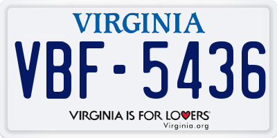 VA license plate VBF5436