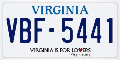 VA license plate VBF5441