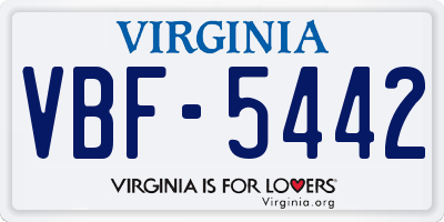 VA license plate VBF5442