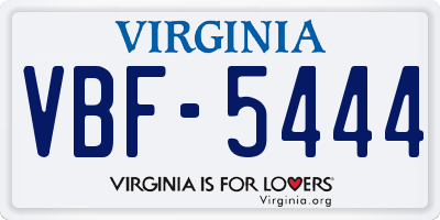 VA license plate VBF5444