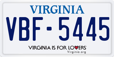 VA license plate VBF5445