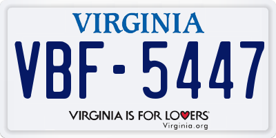 VA license plate VBF5447