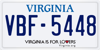 VA license plate VBF5448