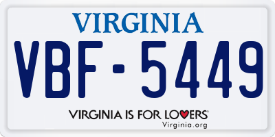 VA license plate VBF5449