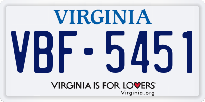 VA license plate VBF5451