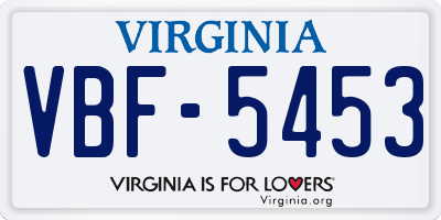VA license plate VBF5453