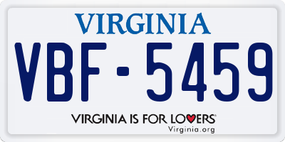 VA license plate VBF5459